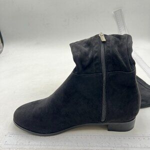Women's Suede Over The Knee High Boots Low Flat Heel Thigh High Boots Black